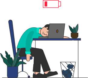 A person who is tired of studying